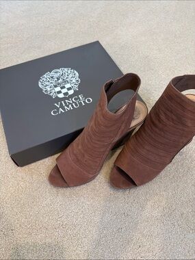 Vince Camuto Brown Suede Open-Toe Mules